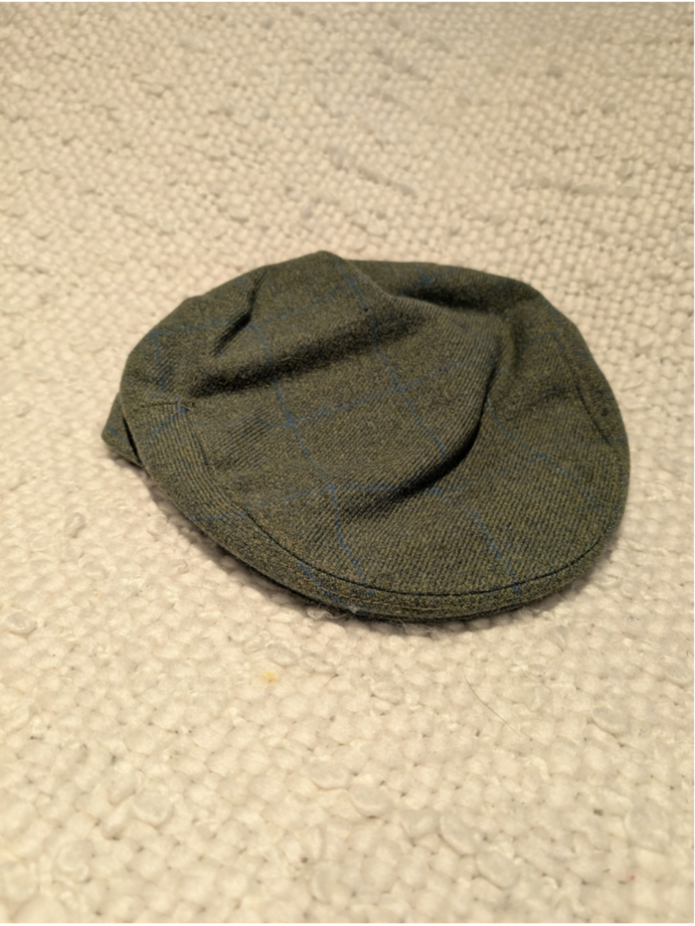648-Men's Harrison Hillhouse Wool Flat Cap Hat Green Blue Plaid One Size